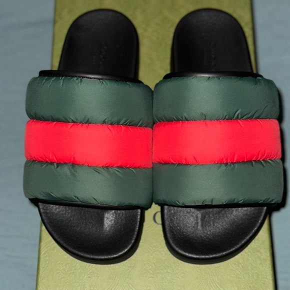 GUCCI WOMEN'S PADDED WEB SLIDE SANDAL - Picture 1 of 6